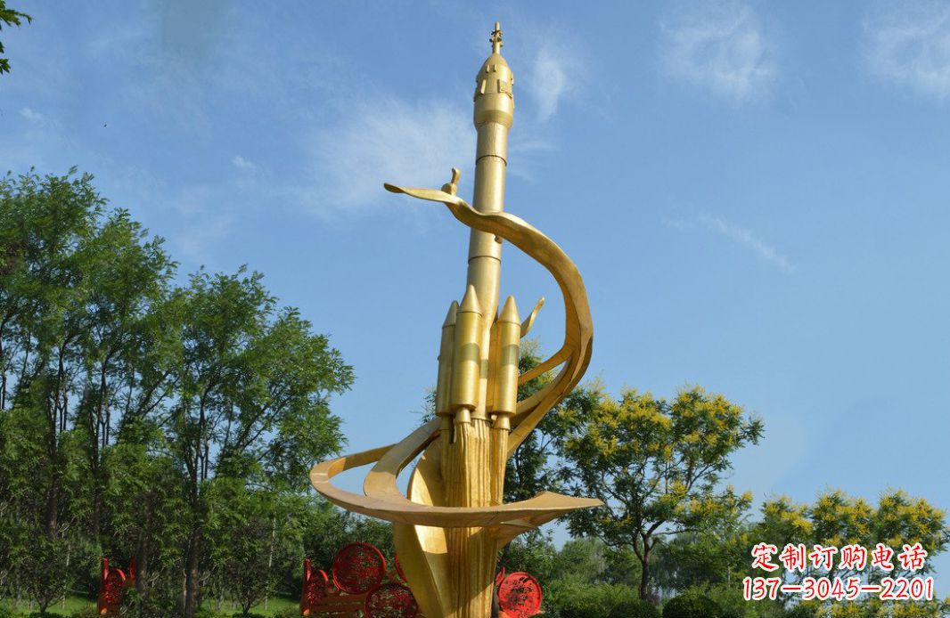 周口火箭飞向蓝天不锈钢火箭广场景观雕塑