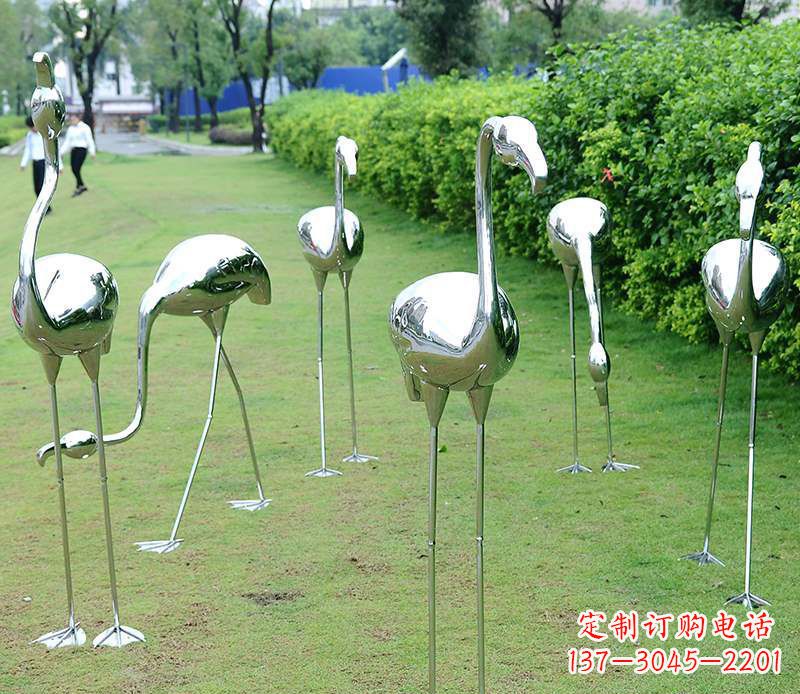 周口不锈钢火烈鸟雕塑美丽的艺术杰作