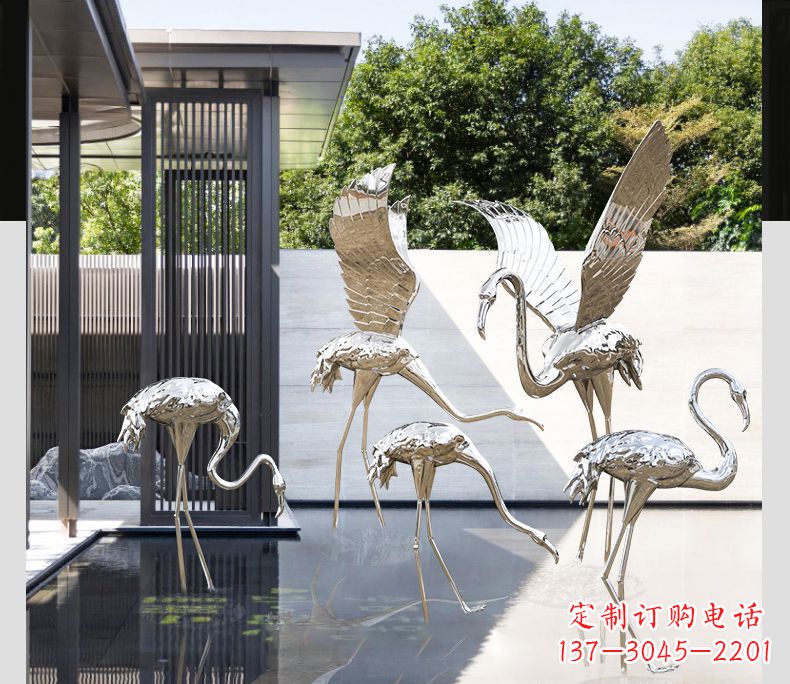 周口不锈钢火烈鸟展翅雕塑