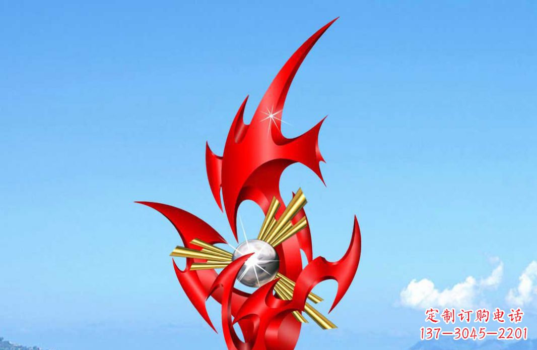 周口不锈钢火苗抽象景观雕塑给城市添彩