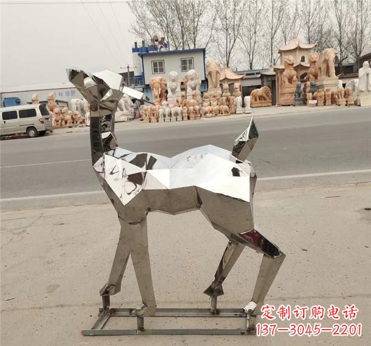 周口不锈钢几何小鹿雕塑精美艺术品