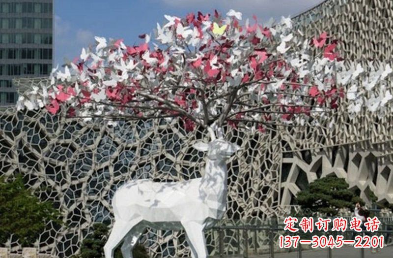 周口不锈钢几何小鹿雕塑精致之美