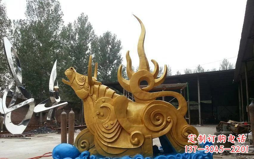 周口不锈钢金牛卧波雕塑——传承文化的艺术瑰宝