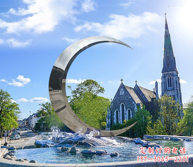 周口不锈钢景观月亮雕塑精美绝伦