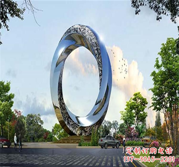 周口不锈钢圆环雕塑美丽的空间装饰