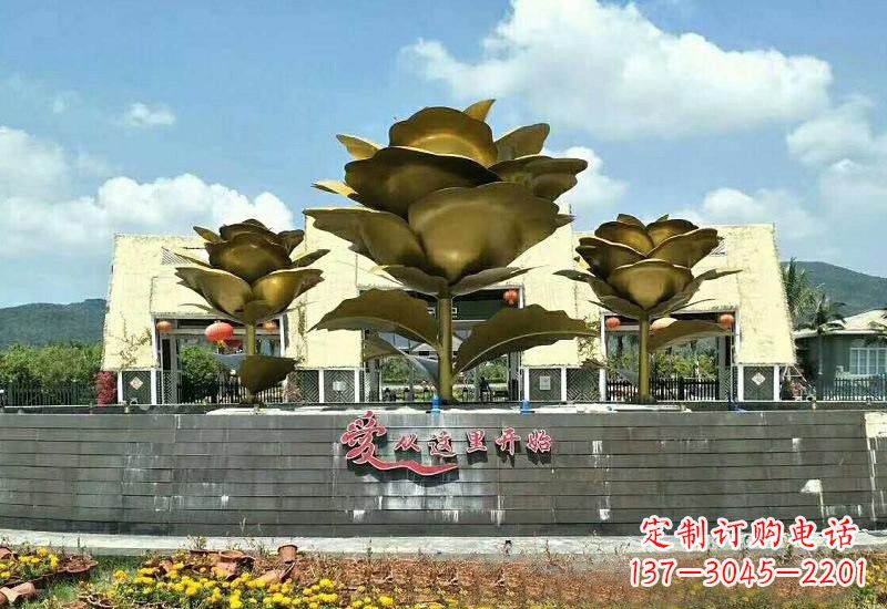 周口不锈钢玫瑰雕塑美丽的艺术品
