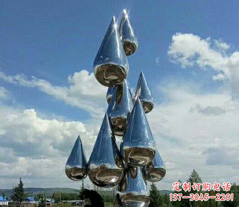 周口不锈钢镜面大型水滴雕塑——艺术精美、精致优雅