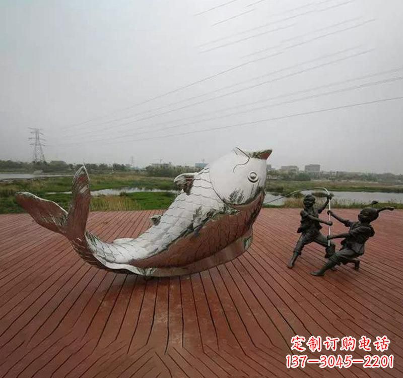 周口不锈钢鲤鱼雕塑传承中国文化