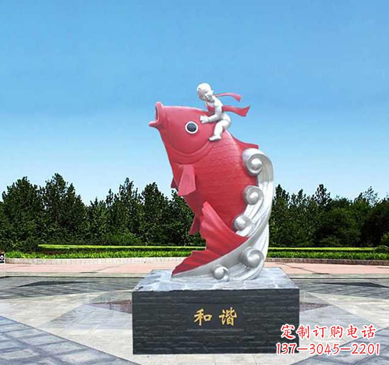 周口不锈钢鲤鱼雕塑精美绝伦