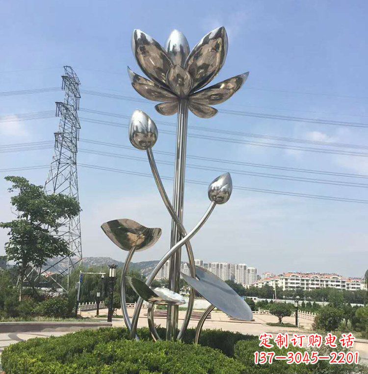 周口不锈钢莲花雕塑美丽的象征