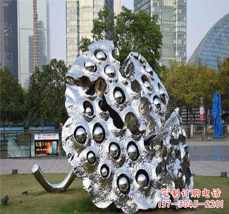 周口不锈钢莲蓬雕塑源自中国传统文化的精美作品