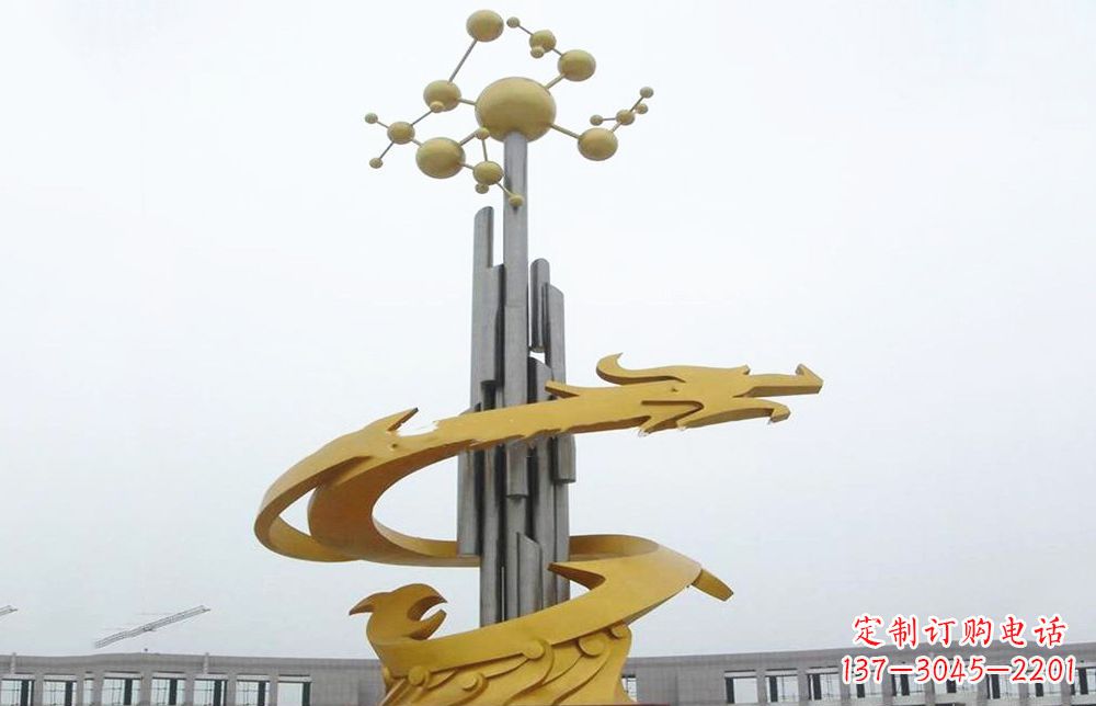 周口龙雕塑——点缀不锈钢城市景观