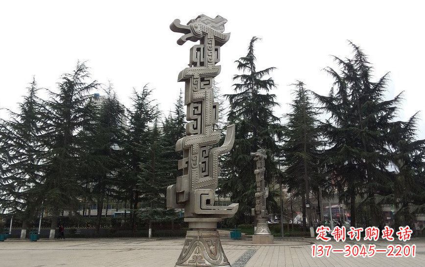 周口不锈钢龙柱雕塑引领公共景观