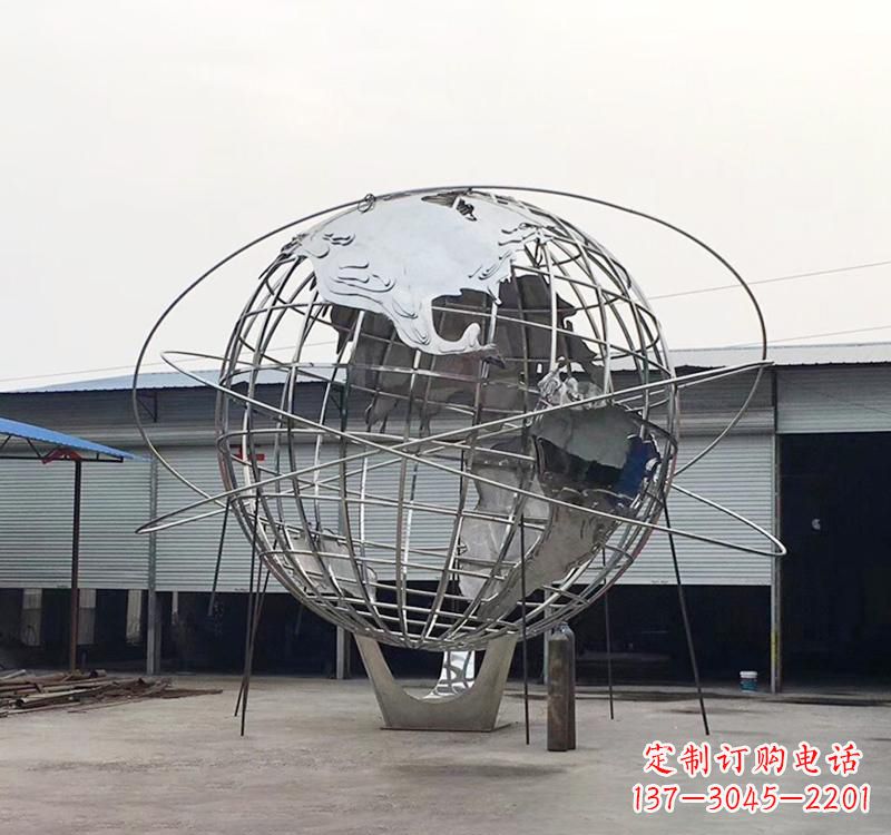 周口不锈钢制作的镂空地球雕塑