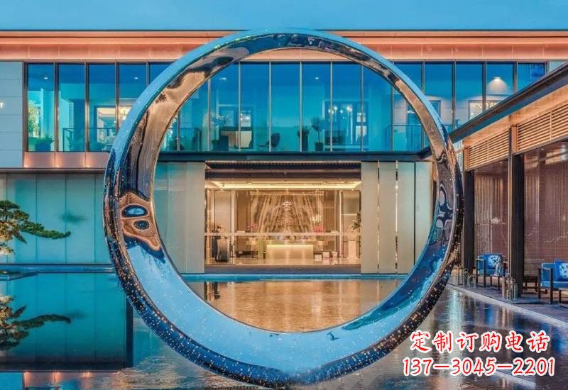 周口不锈钢镂空灯光圆环雕塑