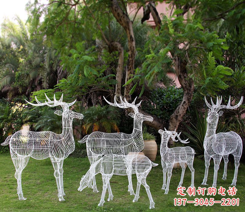 周口精美的不锈钢镂空梅花鹿雕塑