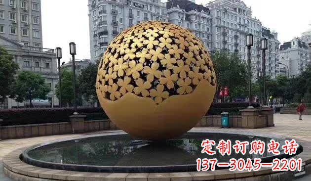 周口不锈钢镂空球喷泉雕塑——精致美观
