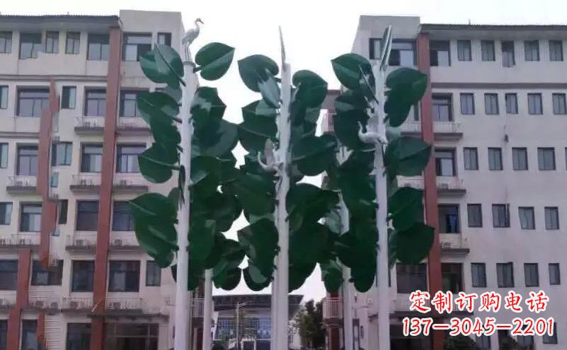 周口浓郁绿意,不锈钢树叶雕塑
