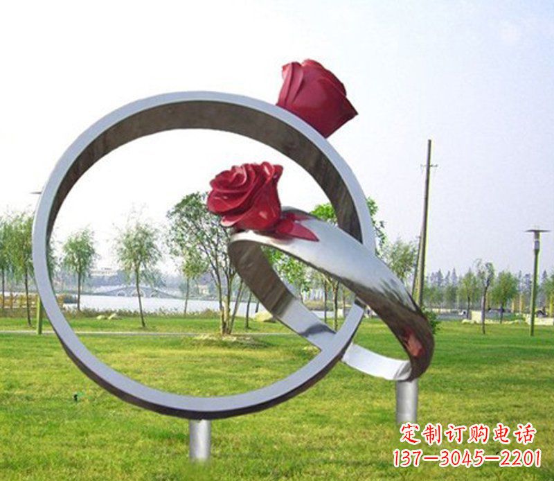 周口不锈钢玫瑰戒指雕塑