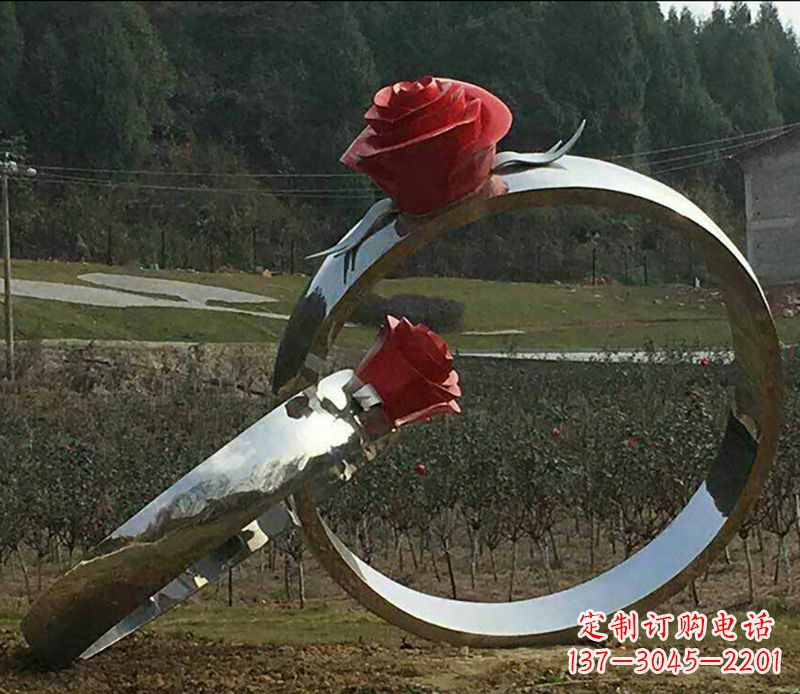 周口不锈钢玫瑰雕塑精美的艺术珍品
