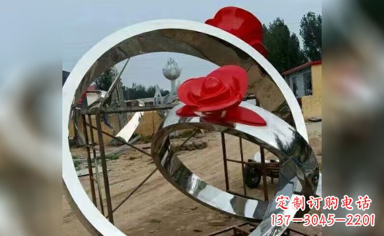 周口不锈钢玫瑰花戒指雕塑