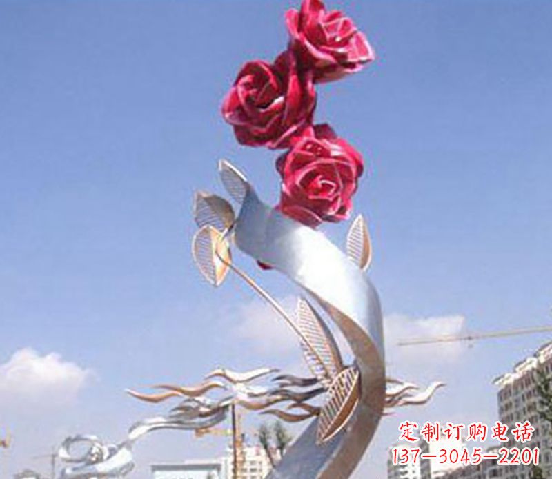 周口不锈钢玫瑰雕塑精美的艺术品