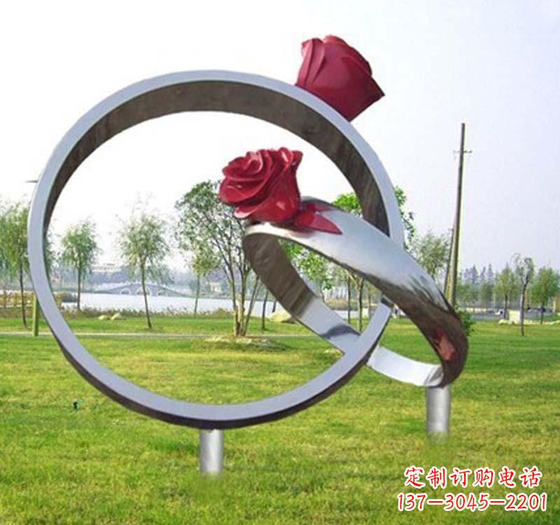 周口精美不锈钢玫瑰戒指雕塑
