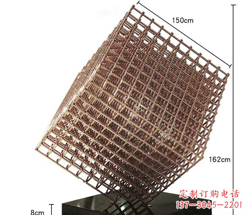 周口玫瑰金色几何雕塑