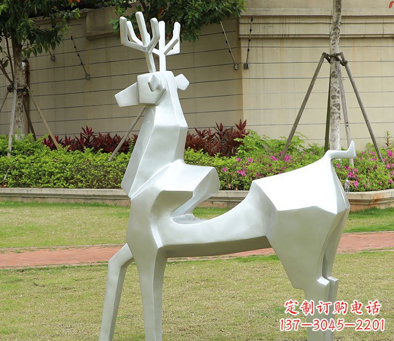 周口不锈钢美陈动物雕塑——鹿