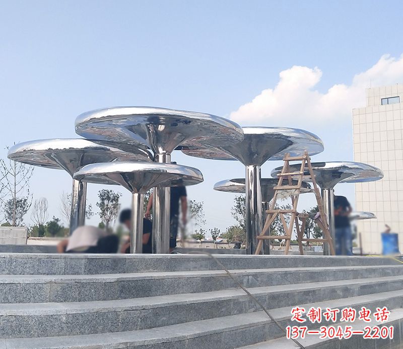 周口艺术精美的不锈钢蘑菇公园雕塑