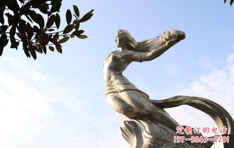 周口女娲传承中华神话的不锈钢雕塑