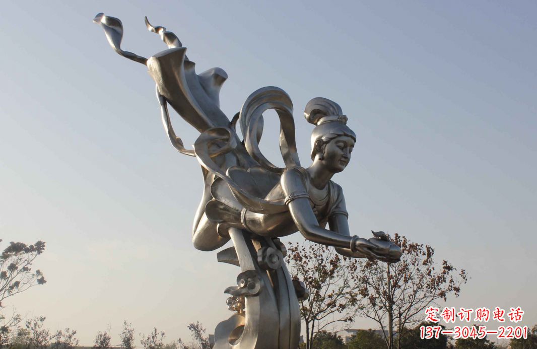 周口蟠桃祈福精美不锈钢雕塑