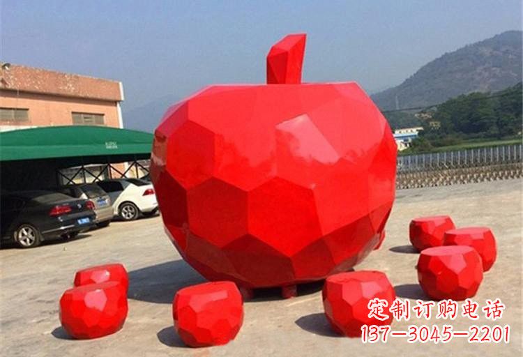 周口不锈钢喷漆苹果雕塑