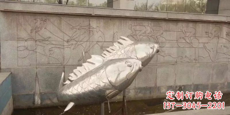 周口不锈钢鲤鱼雕塑精美的艺术品