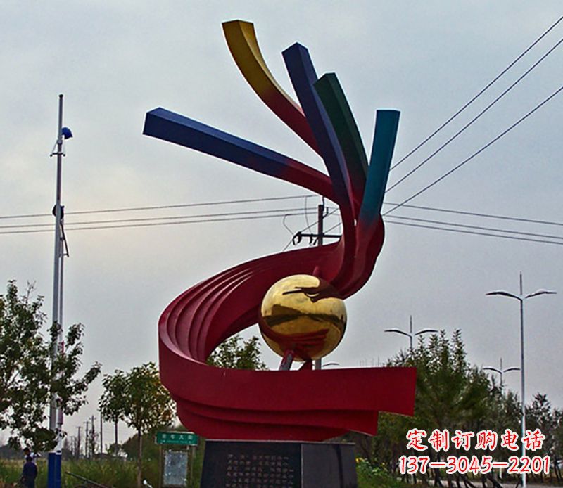 周口不锈钢飘带雕塑艺术与自然的完美结合