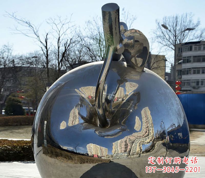 周口不锈钢苹果镜面雕塑精美绝伦