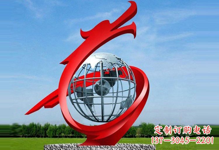 周口不锈钢地球雕塑精美雕塑饰以美丽世界