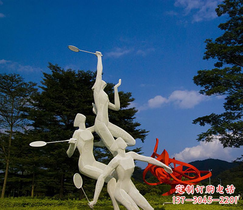 周口不锈钢羽毛球雕塑精美线条展现体育热情