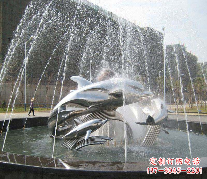 周口不锈钢商场大型景观鱼喷泉展现雕塑之美