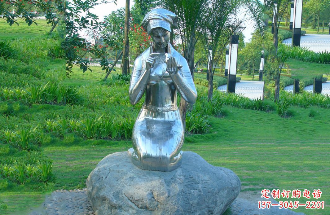 周口不锈钢少数民族少女雕塑缔造民族文化精髓