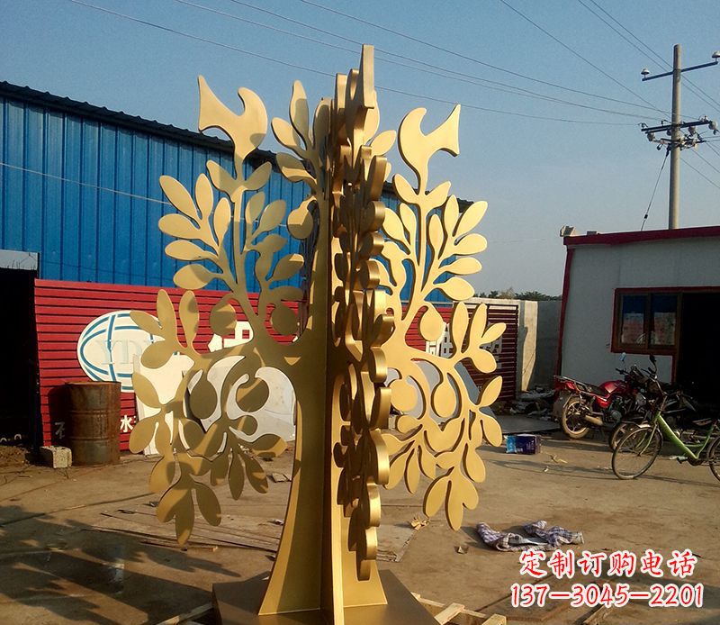 周口不锈钢树叶园林景观雕塑——美妙绝伦的艺术之作