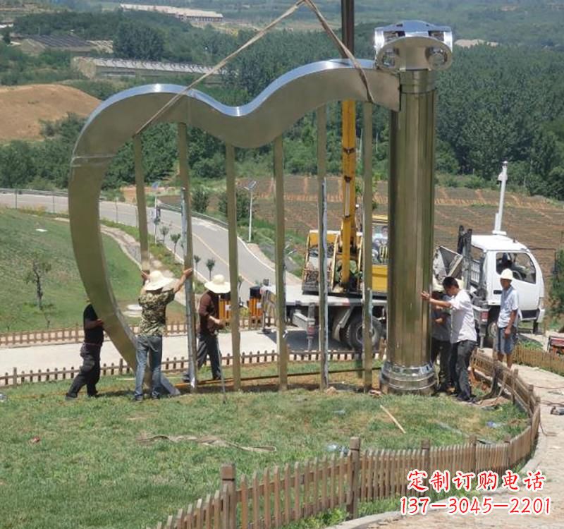 周口音乐美学不锈钢竖琴雕塑