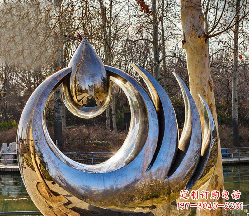 周口不锈钢水滴雕塑给园林带来流动的美
