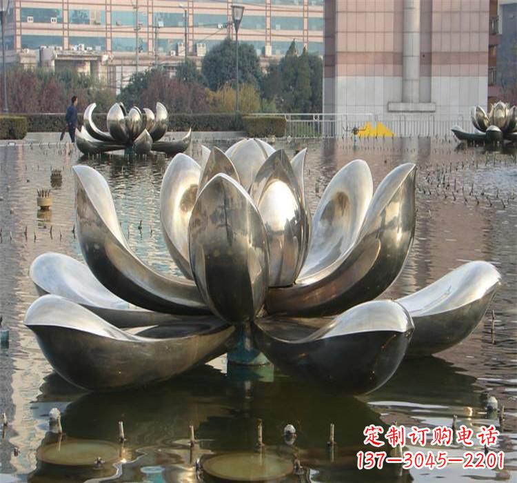 周口不锈钢水景荷花雕塑质朴之美
