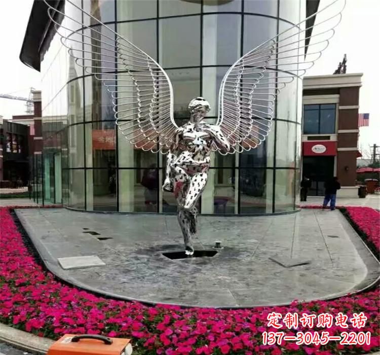 周口不锈钢天使雕塑传递着爱的美丽