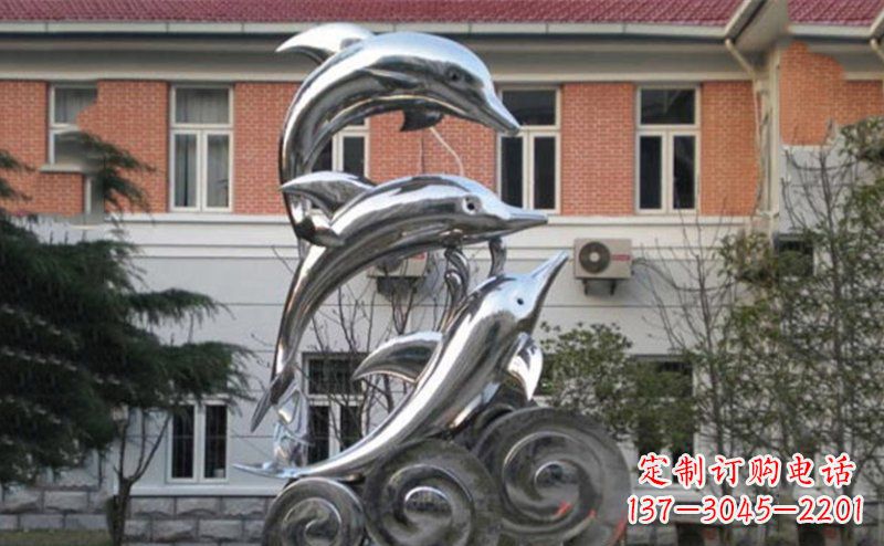 周口不锈钢跳跃海豚雕塑