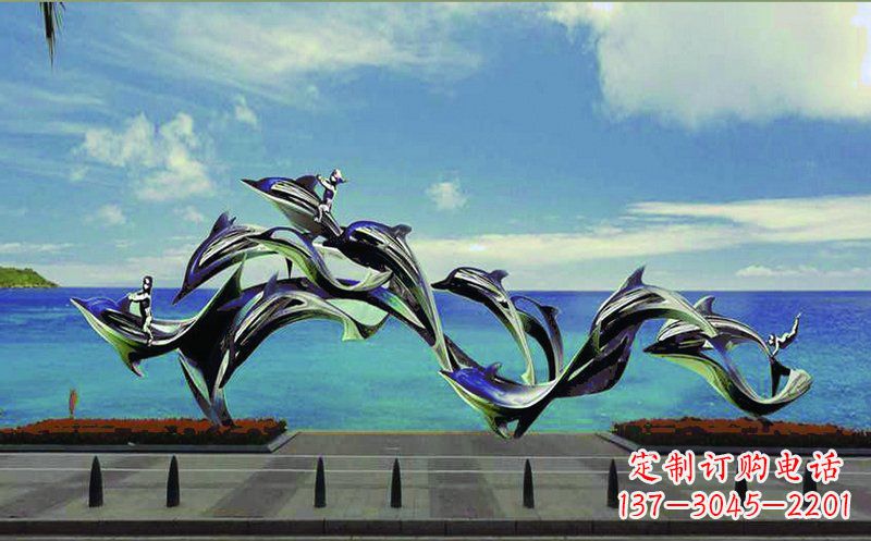 周口不锈钢海豚广场雕塑——精致而又活泼