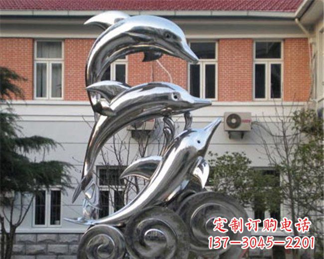 周口不锈钢海豚雕塑跳跃的海洋精灵