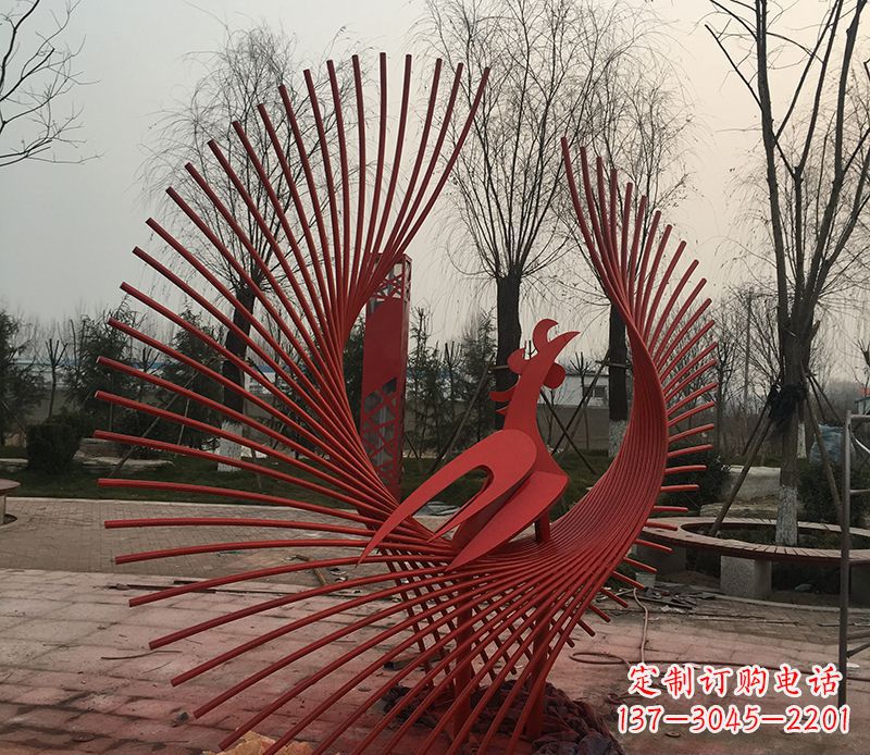 周口不锈钢网状凤凰雕塑精美的艺术之作