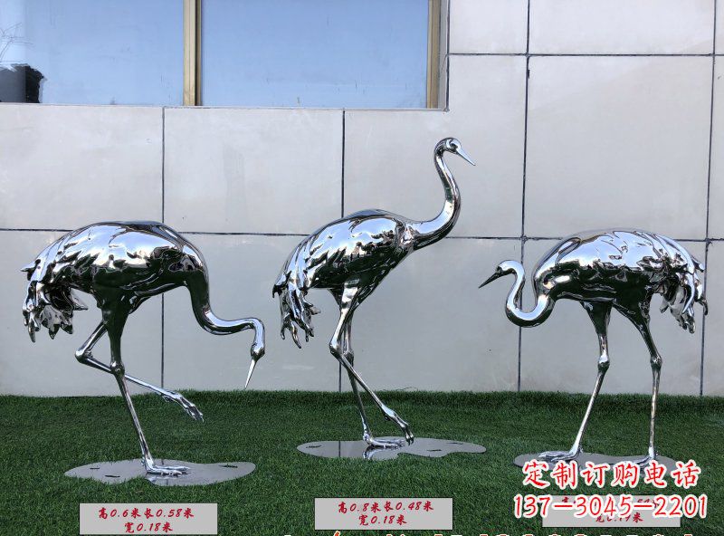 周口不锈钢仙鹤雕塑传承中国古典美感